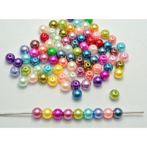 200 Mixed Colour Plastic Faux Pearl Round Beads 8mm Imitation Pearl