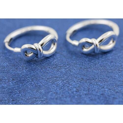 2020 Original 925 Sterling Silver Earring Infinity Knot Bow Hoop Earring For Women Wedding Gift Fine Pandora Jewelry