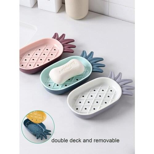 Bathroom Accessories Gadgets Double Layer Pineapple Shape Soap Holder PP Soap Dish Soap Box For Hotel мыльница porte savon