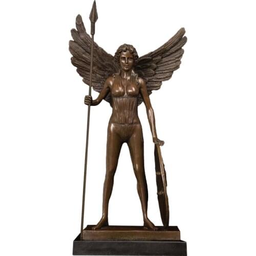 ArtsHom DS-225 56cm Bronze Athena Statue Sculpture Greek Goddess of Wisdom and War Figurine Festival Home Decor Collectible