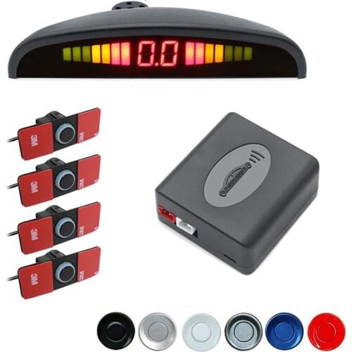 16.5mm Car LED Parking Sensor Kit 4 Sensors Backlight Display Reverse Backup Radar Monitor System 9-16V Free Shipping