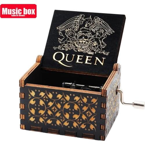 Wooden hand crank music box Bohemian Rhapsody Queen music box You are my sunshine Christmas birthday gift