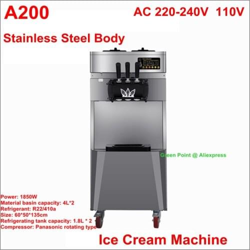 1850W Ice Cream Maker with LCD Display Commercial Soft Serve Ice Cream Machine 220V Ice Cream Making Machine