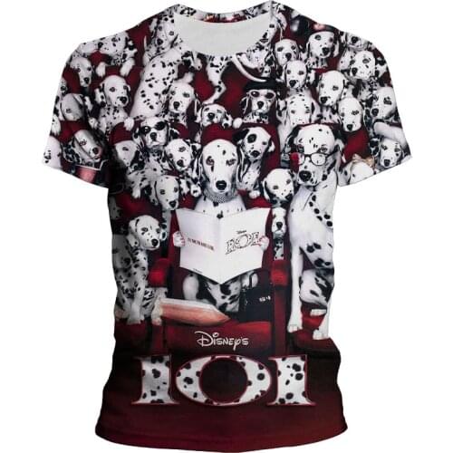 Disney 101 Dalmatians Women Plus Size Cartoon Mens Clothes Spotted Dogs 3D Print Tee Tshirt Boy Girl Kids Clothing T-shirt