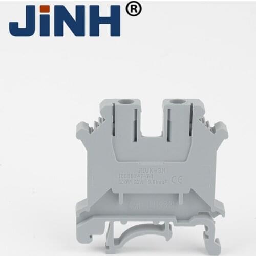 JINH Din Rail Terminal Block UK-3N Universal Connector Screw Connection Electrical Wiring Conductor Terminal Strip Block