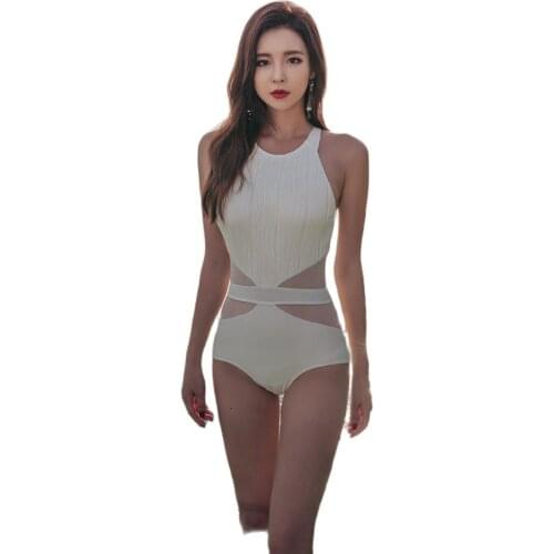 Swimwear Swimming Suit Womens Sexy One-piece Small Bust Gathering Slim Fit Belly Covering Hot Springs Large Size Korea