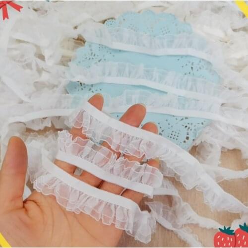 2 Meters Beige Gold Elastic Lace Trim Ribbon DIY Stretch Cotton Lace Fabric Sewing Headband Underwear Garment Garter Accessory