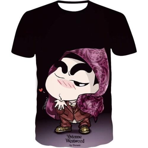 The new Japanese mens T-shirt in the summer anime digital printing round collar popular logo loose shirt factory