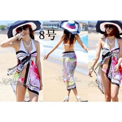 2012 hottest sale womens sheer ribbon sarong bikini cover-ups swimwear beach scarf wrap Pareo Dress 20pcs/lot