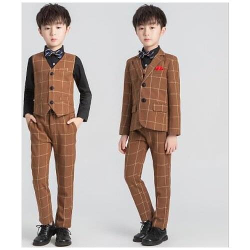 Hot Brand Formal Boys Suits Blazers Wedding Flower Children Suit Tuxedo Dress Party clothing vest pant coat ceremony Costumes