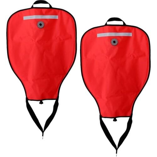 Lot 2 High Visibility Red Technical Scuba Diving 50lbs Lift Bag & Dump Valve Underwater Accessories