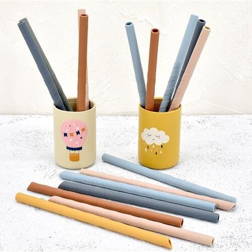 Food Grade Reusable Silicone Drinking Straws Foldable Flexible Bar Party Straws Kitchen Accessory Bar Tools