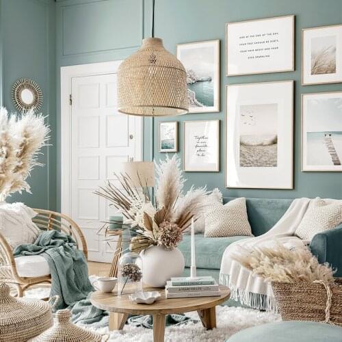 Seagulls Birds Wall Art Jetty Ocean Caost Canvas Painting Reed Grass Nature Poster Prints Wall Pictures Living Room Decoration