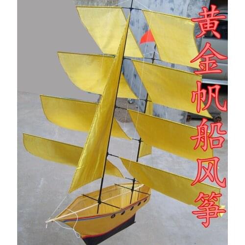 Cheap fun large 3D outdoor toys single line kites wholesalers ferry Weifang gift large kite flying gold sailship sailboat bar