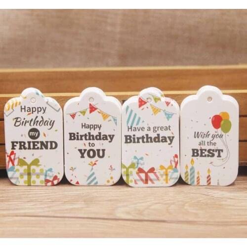 New 5*3cm DIY happy birthdaymy friend hang tag scallop heart shape party days gift /crafts/bakery/candy tag label 100pcs tag/lot