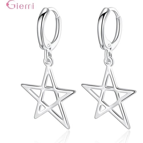 New Fashion 925 Sterling Silver Five-pointed Star Drop Earring For Women Simple Popular Stars Earrings Jewelry