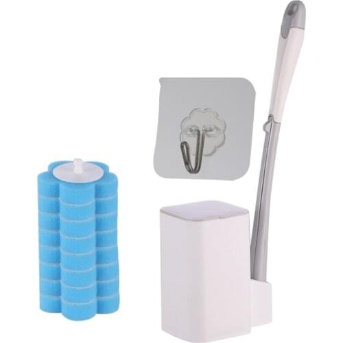 Disposable Toilet Brush Set Bathroom Wall-Mounted Closestool Cleaning Tools Holder with Replaceable Brush Head