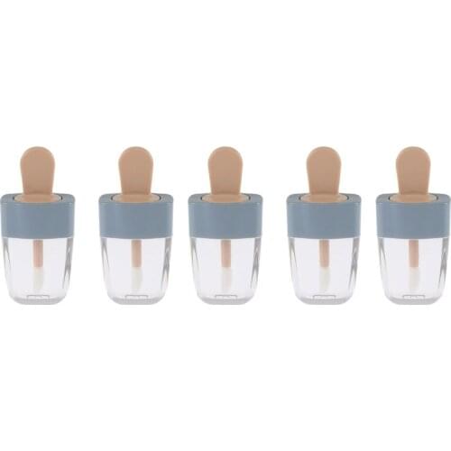 5pcs/Lot 8ml Empty Lip Gloss Tube Blue Sweet Ice Cream Shape Refillable Bottle Cosmetic Makeup Sample Container