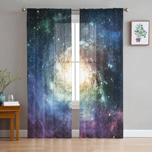 Cosmic Galaxy Window Curtains Bedroom Modern Drape Sheer Tulle Valances Living Room Kitchen Voile Curtain