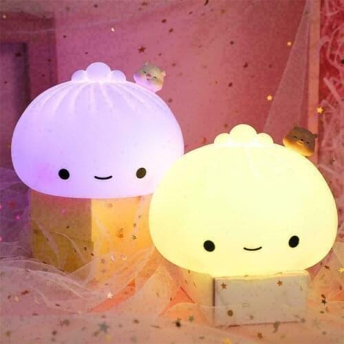 Cute Led Buns Pat Lights Colorful Soft Night Light Bedroom Home Decoration Christmas Children Adult Animation Holiday Gifts
