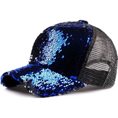 Personality Jazz Rock Cool Hip Hop Cap Sequins Baseball Caps Flat Brim Outdoor Hats Men Women Bling Punk Snapback Cap 6 Colors