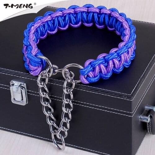 T-MENG Brand New Nylon Dog collar For Small Large Pet Hand Made P Chain Dog Collars Fashion Necklace Good For Pet Products