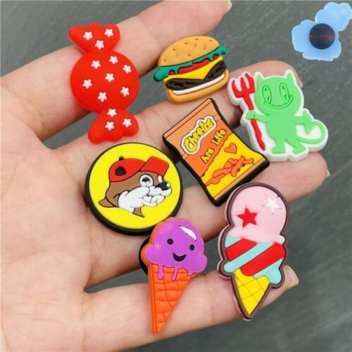 1pcs Candy Hamburger Kids Garden Shoes Accessories PVC Shoe Decorations Fit Croc Jibz Charm Boys Girls Party Present