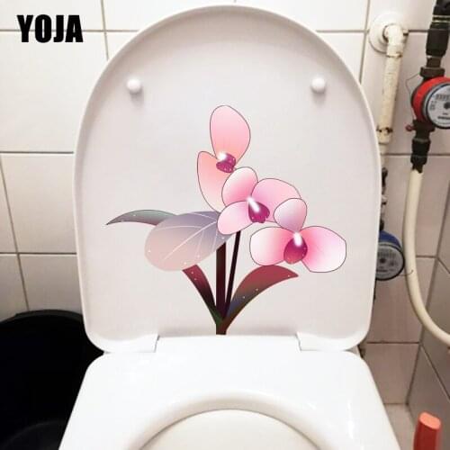 YOJA 20.5X19.5CM Cartoon Pink Bouquet Fashion Bathroom Toilet Seat Stickers Home Room Wall Decor T1-1682