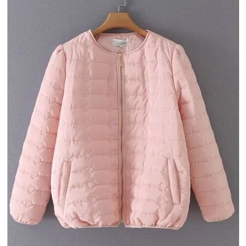 Winter Coats Women Plus Size Puff Sleeve Embroidery Overcoat Zipper Short Parka Jacket Female Outerwear Clothes 3XL 4XL