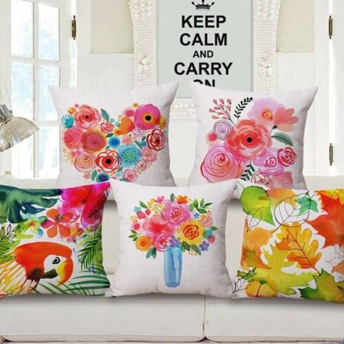 1 piece Fashion Hand Draw Flower Bird Abstract Pattern Seat hug pillow Cover Decorative Home Chair Throw Pillows Case 45x45cm