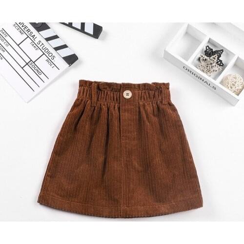 2021 New Girls Corduroy Skirt Elastic Waist a-Line Skirt Girl All-Match Western-Style Short Skirt Baby Dress For Girls 3-12 Year