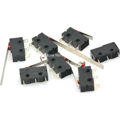 5Pcs Mini Micro Limit Switch NO NC 3P Terminals SPDT 5A 125V 250V Roller Arc lever Snap Action Push Micro switches
