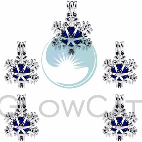 5X Silver Snow Pearl Cage Locket Pendant Jewelry DIY Bead Cage Aroma Essential Oil Diffuser For Oyster Pearl