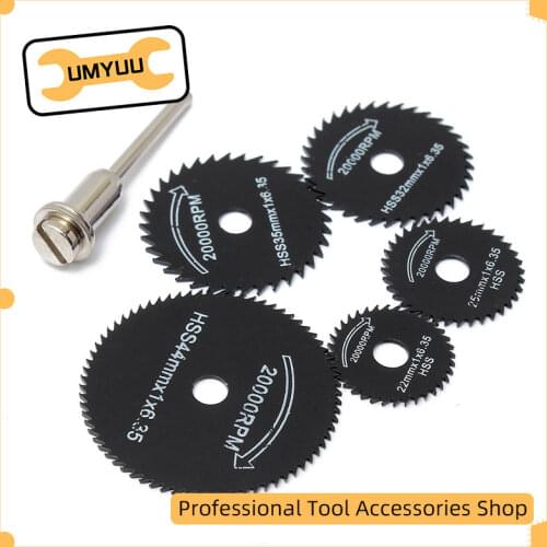 UMYUU 6/10Pcs Mini HSS Circular Saw Blade Rotary Tool For Metal Cutter Power Tool Wood Cutting Discs Drill Mandrel Cutoff 22-44