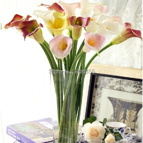 6pcs/lot Most Popular 65cm Long Artificial Flower Real Touch Natural Looking PU Flowers Calla Lily Callas for wedding decoration