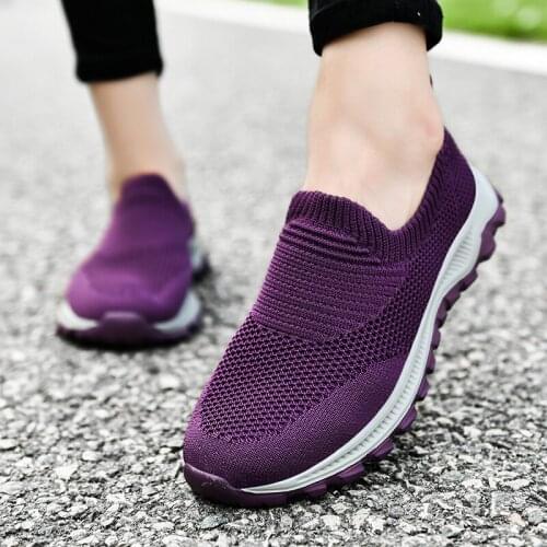 Baideng Non-slip Woman Running Shoes Hot Sell Sock Sneakers for Women Slip On Sport Shoes Comfortable Walking Female Trainers 35