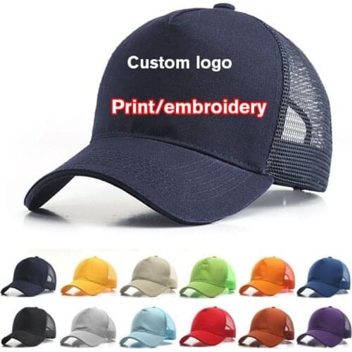 Women Men 1pcs DIY Free Logo print embroidery baseabll cap Unisex Adult custom Logo trucker cap Snapbacks Hat