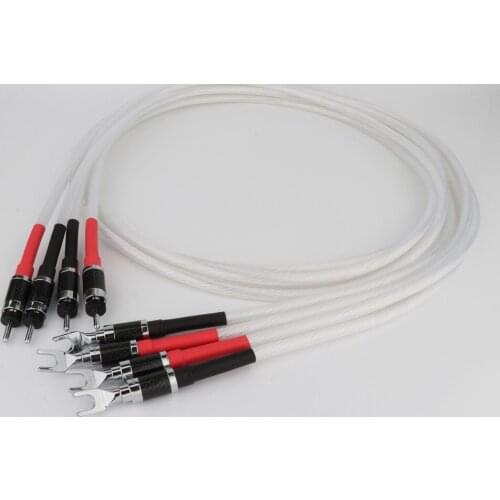 Hi-End 7N OCC Silver Plated HIFI SPeaker cable banana to spade plug Speaker Wire for Audiophiles and HiFi Systems