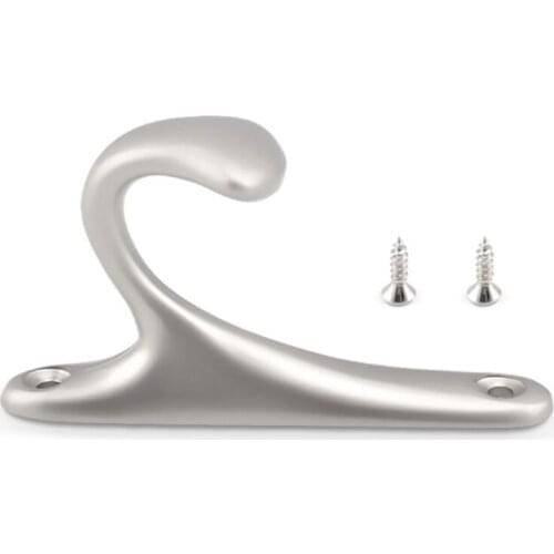 Curved Single Coat Hook with 2 Screws, Zinc Alloy Hat Towel Hanger, Heavy Duty Hooks for Bathroom, Electroplating Polishing