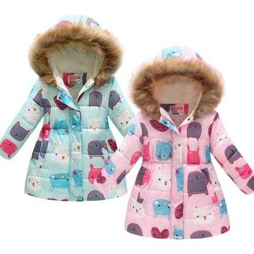 Cartoon Boys Girls Jacket Autumn Winter Hooded Jacket For Girls Coat Children Warm Outerwear Coats Kids Clothes Girl Down Parkas