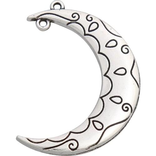 RAINXTAR Fashion Alloy Moon Connector Charms For Earring Necklace Making 27*38mm 10pcs AAC543