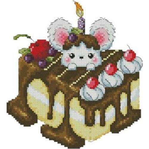 Mouse cake patterns counted 11CT 14CT Cross Stitch Set DIY Chinese Cross-stitch Kits Embroidery Needlework Home Deco