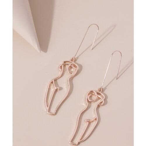 New Fashion 2020 Human Body Abstract Dangle Earrings for Women Retro Alloy Hollow Long Earring Party Jewelry Accessories Gifts