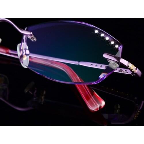 Rimless glasses, diamond trimming glasses fashion woman beautiful temperament prescription glasses myopia hyperopia 42