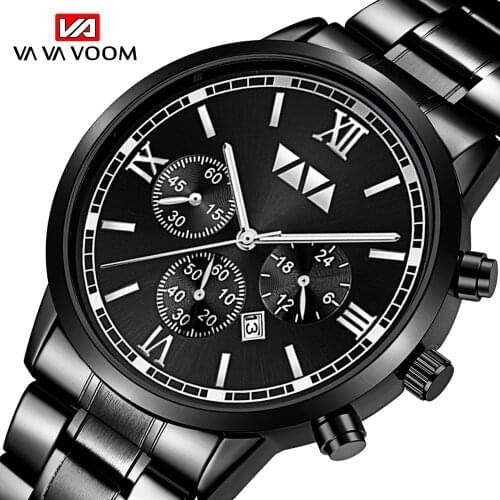 Hot Brand Mens Large Dial Fashion Stainless Steel Belt Business Casual Calendar Quartz Watch Waterproof Watch Relogio Masculino