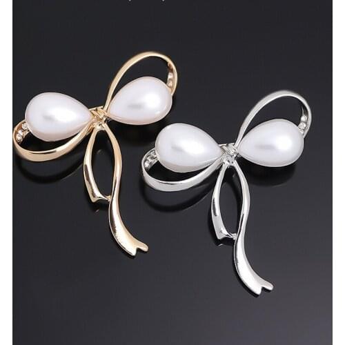 Simple Women Brooch Fixed Anti-light Round Pearl Word Curved Needle Shirt Cardigan Collar Pins Scarf Buckle Jewelry Accessories