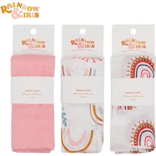 Rainbow&Iris 60×60cm Cute Soft Comfortable Bamboo Cotton Baby Muslin Burp Cloth Scarf