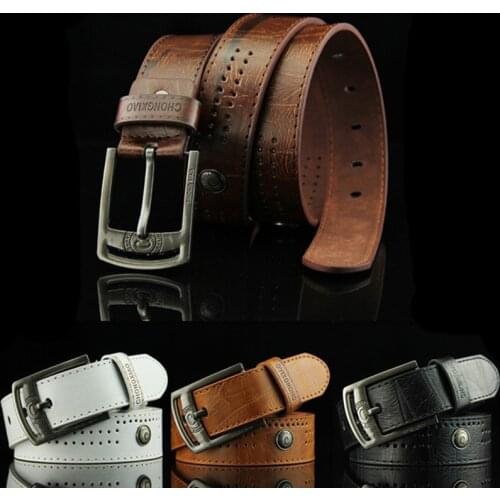 PU new belt mens hot sale retro pin buckle belt antique jeans with rivets mens belt fashion casual belt