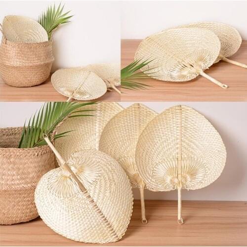 Manual Bamboo Hand Fan Heart Shaped Bamboo Woven Fan Summer Cooling Fan DIY Wedding Supplies Party Decor