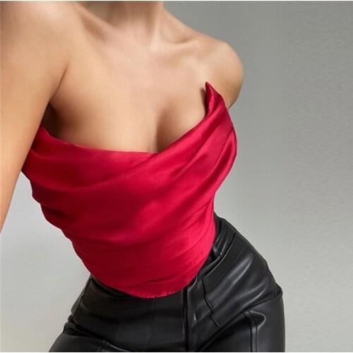 Satin Corset Tops 2020 Women Bone Support Patchwork Sexy Off Shoulder Cincher Bustier Vest Female Slim Lady Party Clubwear